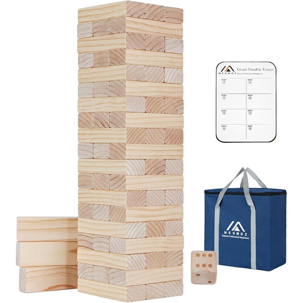 Giant Tumble Tower Game - 57 Blocks New Zealand Pine Wooden Stacking Blocks for